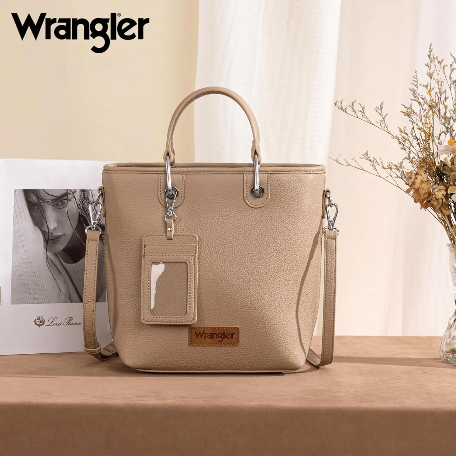 Wrangler Tote Bag for Women Casual Work Top-handle Handbag with Card Holder