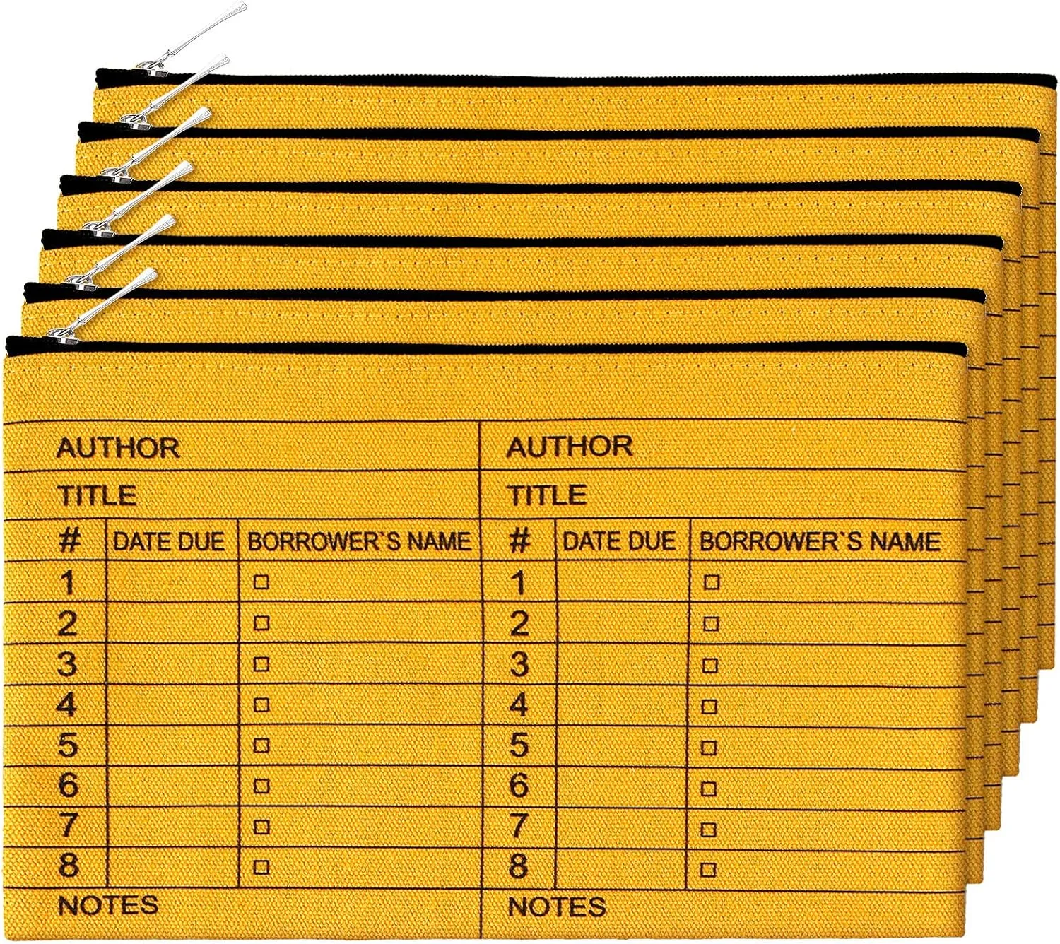 Yinder 6 Pieces Book Club Gifts Book Lovers Library Card Pouch for Women Cosmetic Bag Birthday Gift for Reader Friends Library Card Bag with Zipper for Teacher